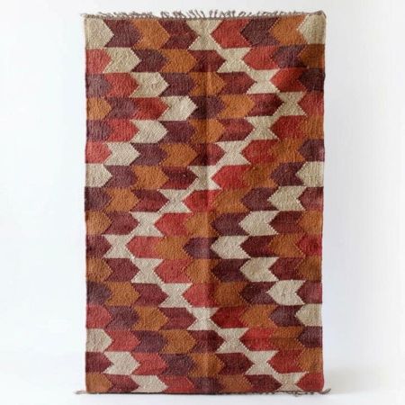 Multicolor Handmade Jute Vintage Dhurrie For Living